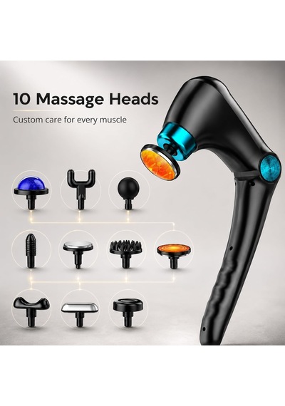 10 Başlıklı Katlanabilir Isıtmalı Masaj Aleti, Soğuk Jel Başlıklı 30w Şarjlı 9 Hız Ayarlı 45 C Isıtmalı 90 -135 -180 Açılı Boyun Sırt Bel Omuz Bacak İçin Taşınabilir Derin Doku Masaj Cihazı Seti
