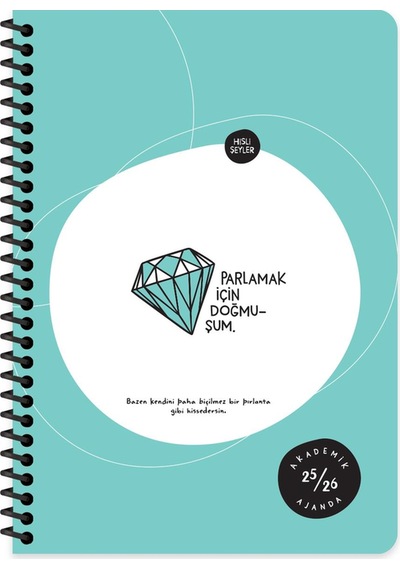 Hisli Şeyler A5 Spiralli Akademik Ajanda - Parlamak İçin Doğmuşum Çok Renkli