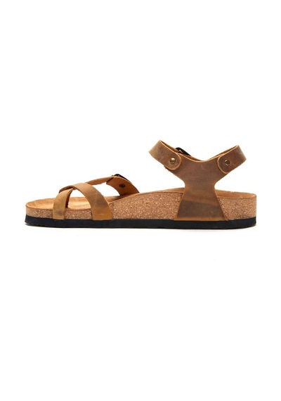 Comfortfusse Gabriella - Kadın Ortopedik Hakiki Deri Sandalet Taba Yağlı Deri