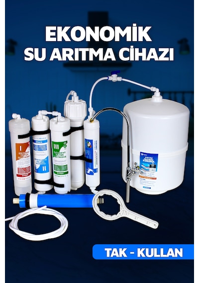 H-Max Su Arıtma Cihazı Ekonomik Model 5 Aşamalı Şasesiz Pompasız H-Max Su Arıtma Cihazı Ekonomik Model 5 Aşamalı Şasesiz Pompasız