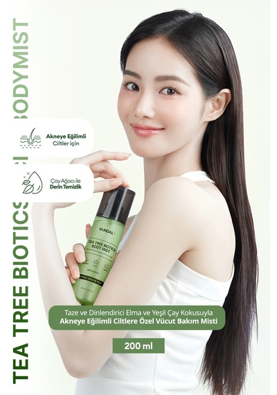 Akneye Eğilimli Ciltlere Vücut Bakım Misti Kundal Tea Tree Biotics Body Mist 200ml Apple Green Tea