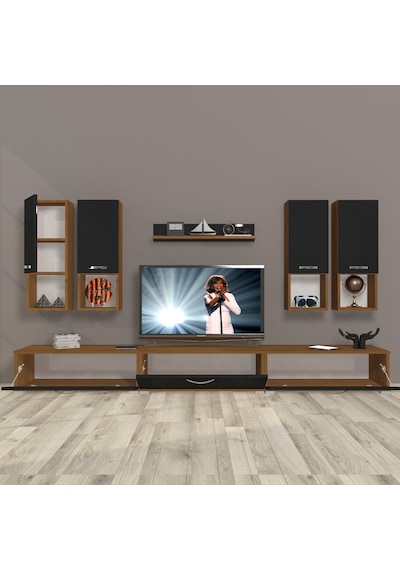 Decoraktiv Eko 8da Mdf Tv Ünitesi Tv Sehpası Ceviz - Siyah
