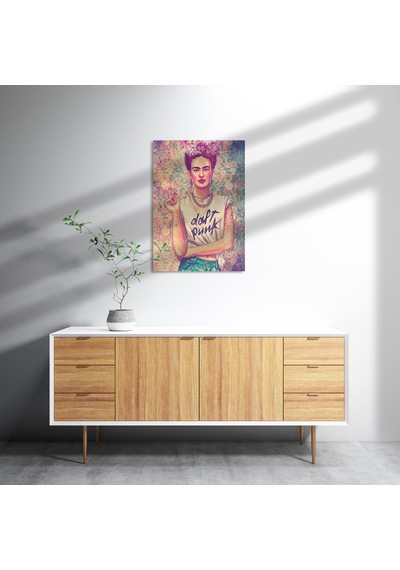 Cakasepetim Frida Kahlo Çiçek Zeminli Çizim Ahşap Mdf Tablo