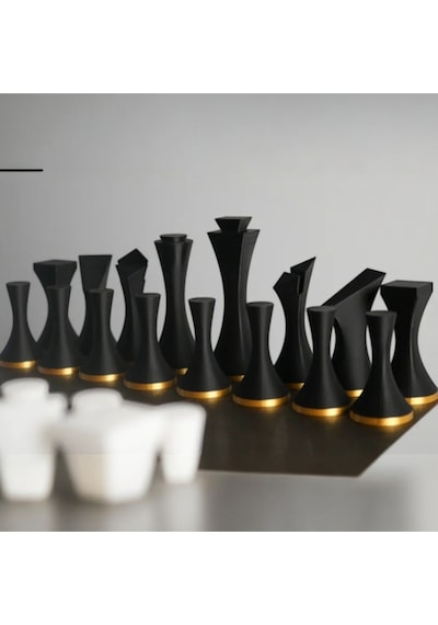 Modern Minimalist Tasarım Satranç Taşları Seti 3d Baskı Pla Malzeme Tam İki Takım