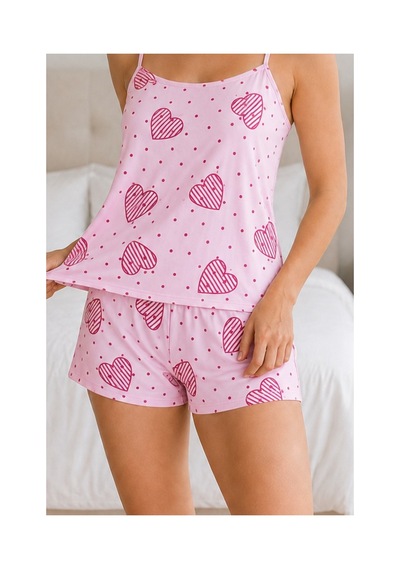 Fit Women Kadın Kalpli Pembe Pijama Takımı