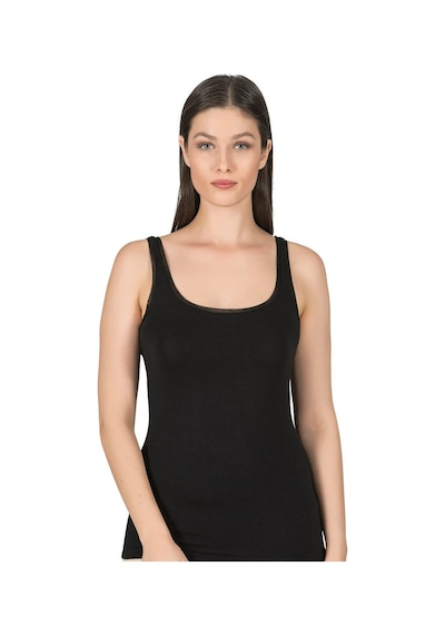 Özkan Underwear Kadın Likralı Tül Biyeli Pamuklu Modal Atlet Siyah K25493-siyah