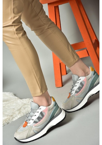 Fox Shoes R312511002 Gri Süet Kadın Spor Ayakkabı Sneakers Gri