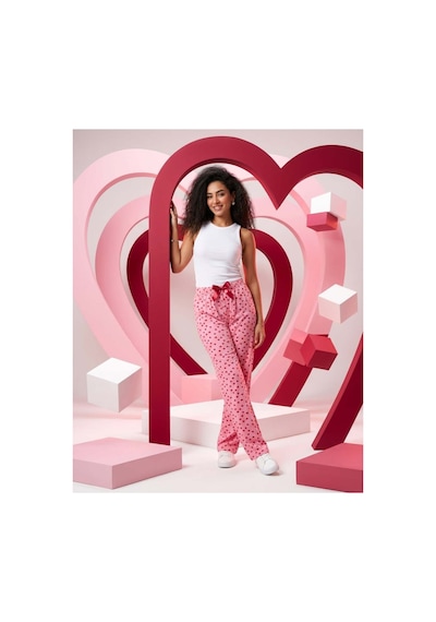 Aura Collections Kadın Viskon Pamuklu Pijama Altı Soft Örme Mevsimlik Ev Pantolonu Kırmızı