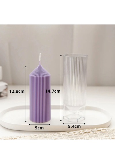 Poli Karbon Sert Plastik Mum Kalıbı Dik İnce Çizgili 14.7x5.4 Cm