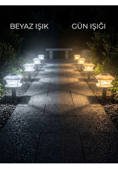 2'li Güneş Enerjili Beyaz Kasa Bahçe Aydınlatma Lambası - Beyaz & Gün Işığı Solar Dekoratif Duvar Lambası Ev Girişi Veranda Aydınlatma 1