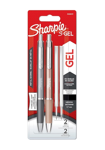 Ayrex Sharpie S-gel Metal Jel Kalem, 0,7 Mm Uç, Metal Gri & Bronz 2'li Paket, Siyah Mürekkep Genel