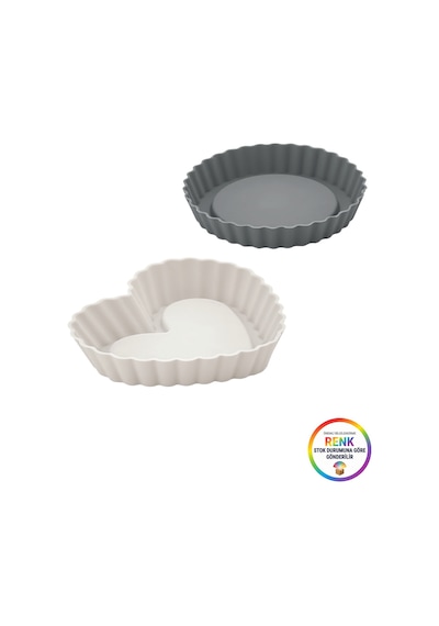Silikon Mini Tart Kalıbı 6'lı Set Kalp Yuvarlak Tartolet Kalıbı Platinum Silikon 12 Cm Çok Renkli
