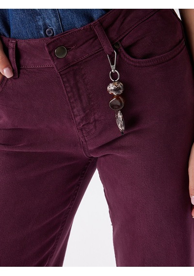 Faik Sönmez Wıdeleg Fit Gold Aksesuar Detaylı Elastanlı Jean Pantolon W27jpn001 Uw27jpn00140 Bordo