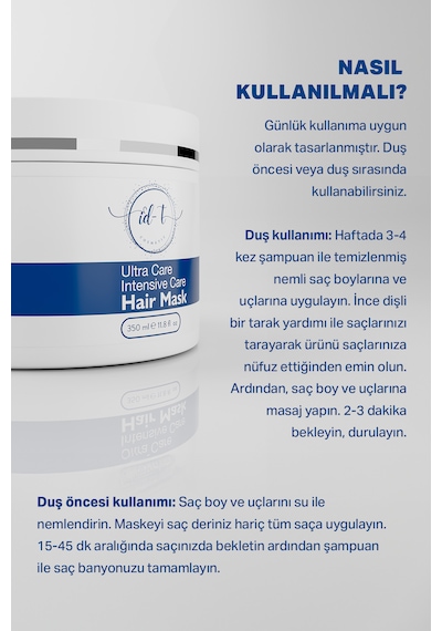 id-T Hızlı Saç Uzamaya Yardımcı Onarıcı Keratin Etkili Yoğun Bakım Saç Maskesi ﻿﻿350 ML