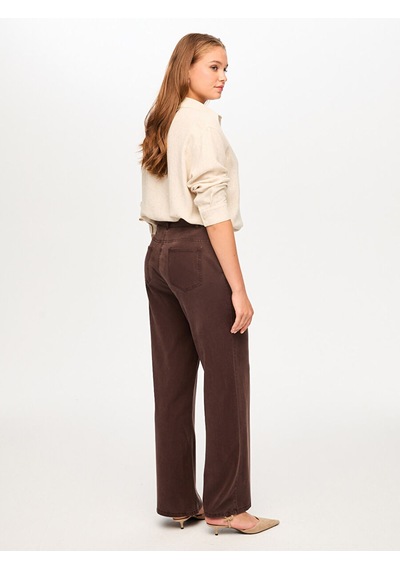 Faik Sönmez Straight Fit Liyoselli Parça Boya Pantolon S26pnt011 Us26pnt01130 Kahve