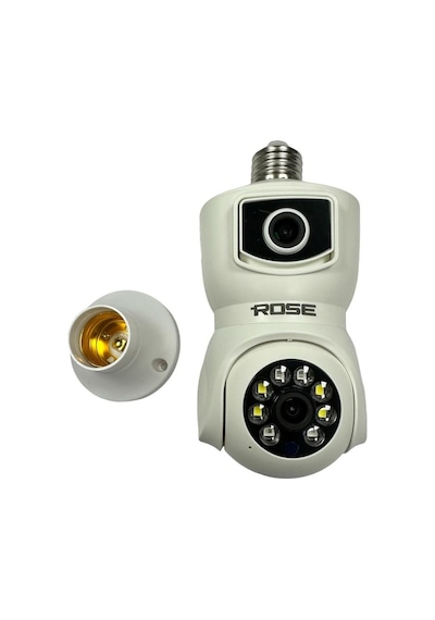 Rose Ahd-30125 Akıllı Wireless Ampül Kamera 360derece Hareketli Çift Kameralı