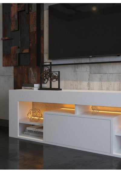 Resital Ledli Tv Ünitesi L1504-1 Beyaz Beyaz