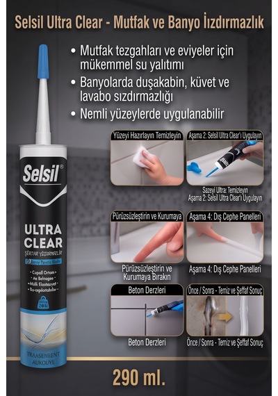 Ultra Clear Kristal Şeffaf Montaj Yapıştırıcı 290 Ml Şeffaf