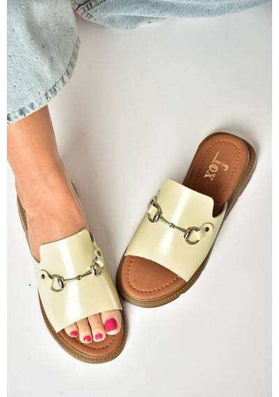 Fox Shoes U291099303 Bej Hakiki Deri Kadın Terlik Bej-hakiki Deri Bej