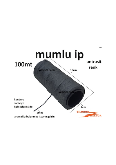 Mumlu İp 100mt Antrasit Renk Hobi İpi Kopmaz
