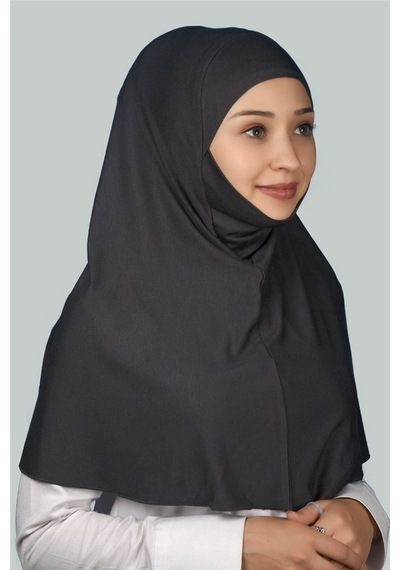Altobeh Hazır Türban Peçeli Pratik Eşarp Tesettür Nikaplı Hijab - Namaz Örtüsü Sufle (XL) - Füme