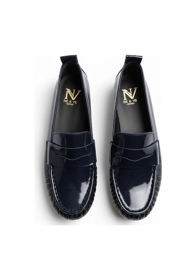Ne&ve Shoes Lacivert Rugan Deri Astarsız Esnek Kadın Günlük Şık Ve Rahat Loafer