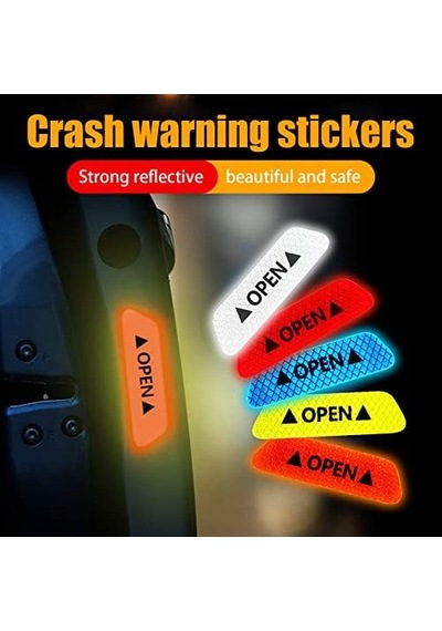 Araba Kapı Açık Uyarı Reflektörü Etiket Sticker 4'lü 9.5x2.5cm Sarı