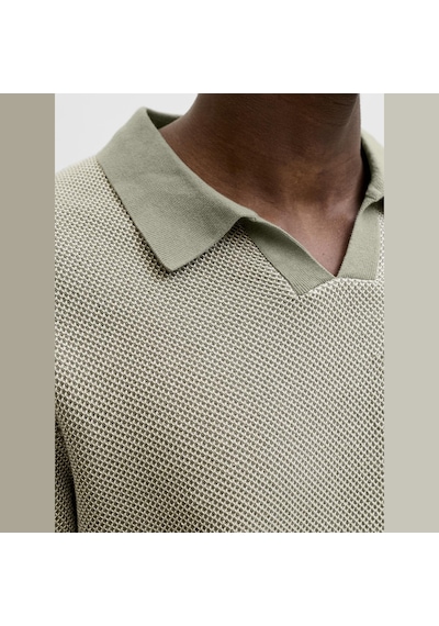 Jack & Jones Erkek Regular Fit Split Yaka Triko Tisört - Heaston - 12294733 Tea Leaf