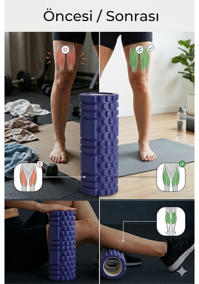 Foam Roller Masaj Rulosu Orta Sert Spor Sonrası Kas Gevşetici Yoga Pilates Fitness Masaj Köpüğü