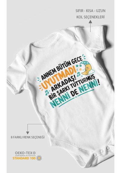 Morivokids Anneye Özel Kısa Kollu Bebek Body %100 Pamuk Zbn194-kk Beyaz
