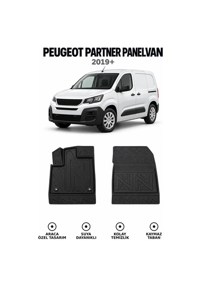 Peugeot Partner Panelvan 2024 Carbon Desenli Premium 3d Havuzlu Oto Paspas 2 Parça Ön Takım