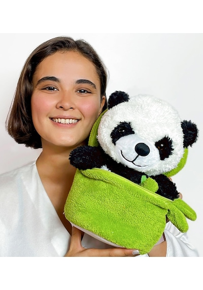 Özgüner Oyuncak Çantalı Bambu Panda Peluş Oyuncak - Peluş Oyuncak - Dolgulu Sevimli Panda Açık Bej