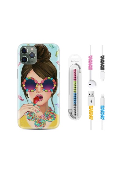 Apple Uyumlu iPhone 13 Pro Kılıf Kablo Koruyuculu Sugar And Woman 1418