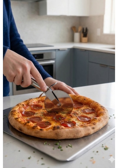 Çelik Saplı Pizza Ve Hamur Kesici Rulet Metal