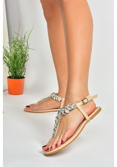 Fox Shoes Ten Taşlı Parmak Arası Kadın Sandalet M272006009