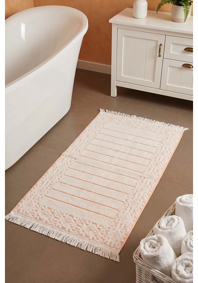 Aflora Turuncu %100 Pamuk Ayak Havlusu - 60x130 Cm Beyaz