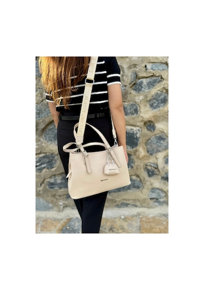 Just Polo Kadın Yeni Sezon Yumuşak Deri Ayarlanabilir Askılı Şık El Ve Omuz Çantası Shoulder Bag Krem 06916243