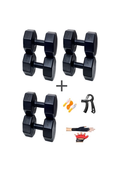 Ps Spor 3 Çift Dambıl Set 6 Kg + 8 Kg + 10 Kg + Eldiven Ayarlanabilir Sayaçlı Yay Ve Atlama İpi