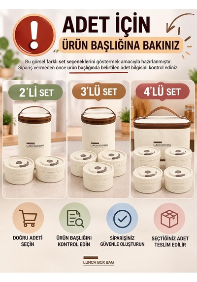 Isı Yalıtımlı Yemek Termosu Ve Lunch Box Çantası, Vidalı Kapaklı Pp Dış Gövde Ve Metal İç Hazneli Taşınabilir Yemek Kabı Seti 2 Parça Çok Renkli