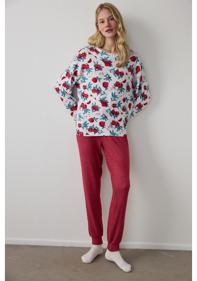 Penti Bordo Best Season Çizgili Termal Etkili Pijama Altı Bx27