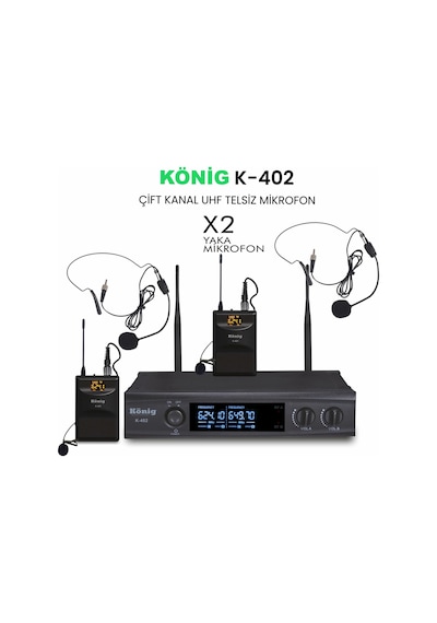 König K-402 Yaka+Yaka Iki Kanal Uhf Telsiz Mikrofon