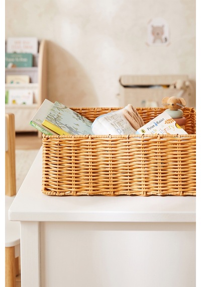 Ocean Home Textile Çocuk Odası Yıkanabilir Bej Pp Rattan Sepet 39 X 29 X 13 Cm