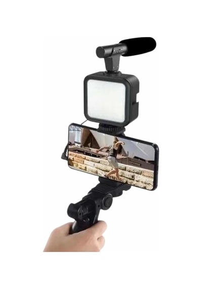 Telefon - 34 - Tutucu Mini Mikrofonlu Tripod Vlog - Muratech - Çekim Video Çok Renkli