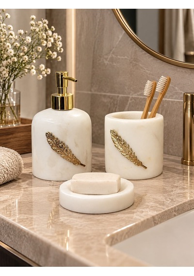 Varese 3 Parça Gold Detaylı Banyo Seti-7672 Çok renkli