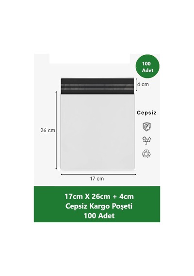 Cepsiz Kargo Poşeti 17 X 26+4 Cm 300 Adet Beyaz Küçük Boy