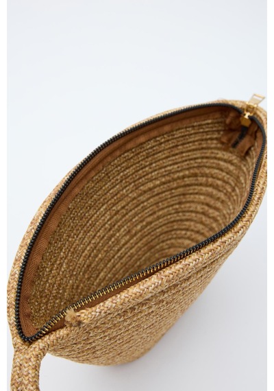 Shule Bags Rome Handmade Hasır Clutch Çanta Vizon Vizon