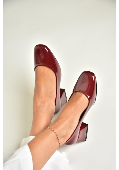 Fox Shoes T752827008 Bordo Rugan Alçak Topuklu Kadın Ayakkabı Bordo