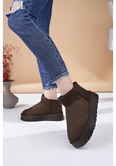 Nesilshoes Nesil Shoes Ypr 8391 Kahve Süet İçi Kürklü Su İtici Kadın Bot Kahve Nubuk