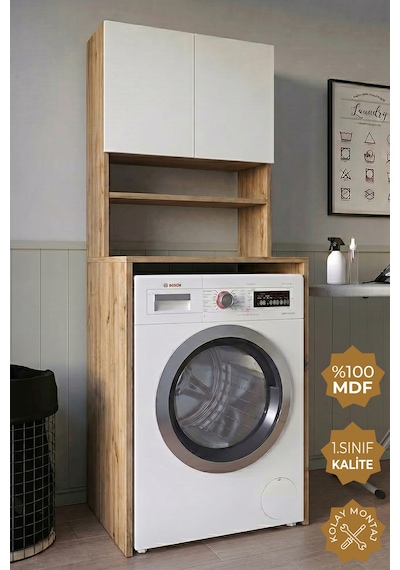 Teta Home Çamaşır Makinesi Dolabı + Kapaklı Kiler Dolabı Atlantik Çam - Beyaz Teta Home Çamaşır Makinesi Dolabı + Kapaklı Kiler Dolabı Atlantik Çam - Beyaz