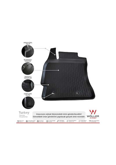 Toyota Uyumlu Auris Paspas 2007 - 2012 Arası 3D Havuzlu Wöller Paspas